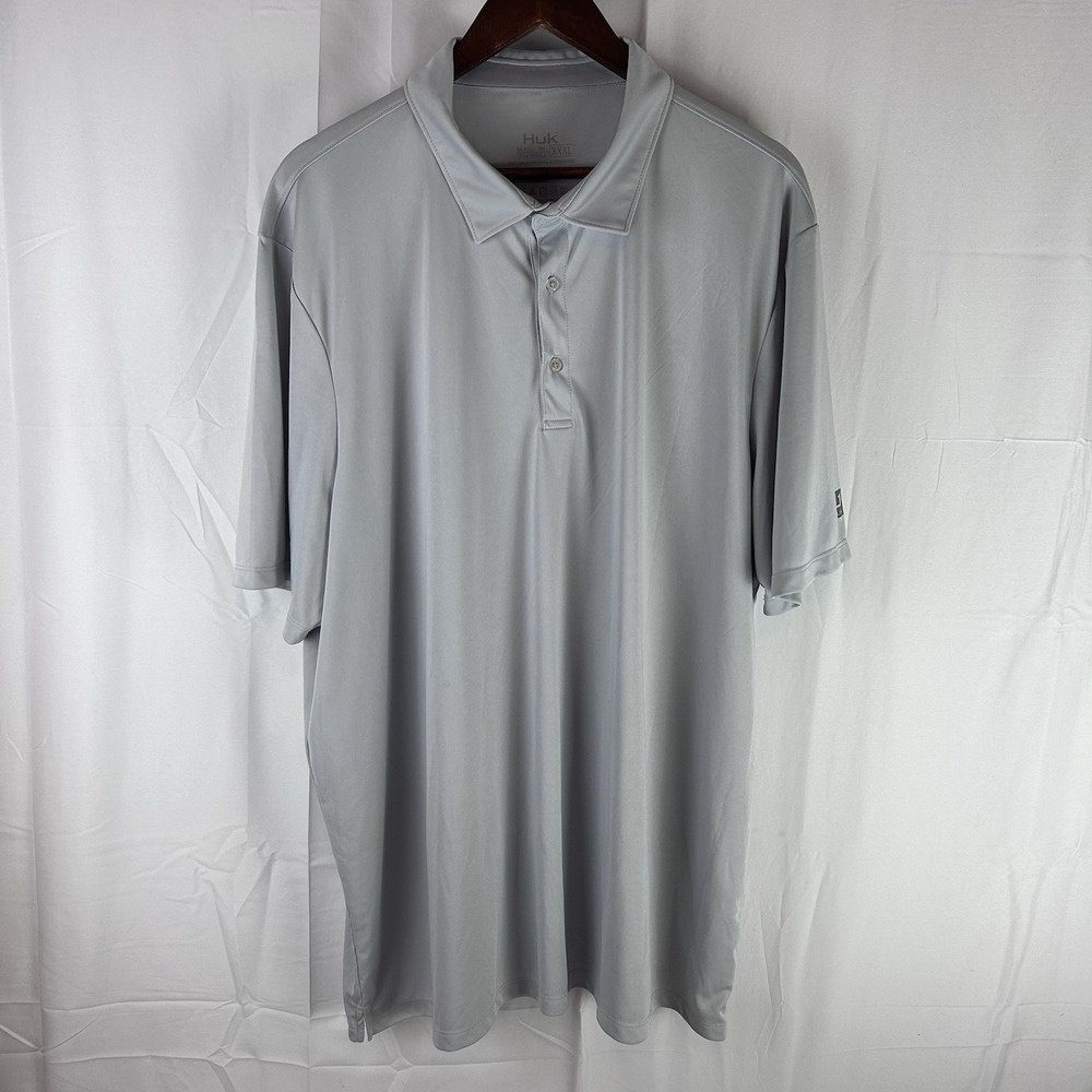 Huk Performance Fishing Polo Shirt Men's 3XL Gray Performance Stretch